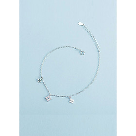 Lắc Chân Bạc Nữ cao cấp đính đá LCBN73 + Tặng hộp đựng lắc + khăn lau bạc