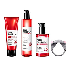 Bộ Dưỡng Da, giúp săn chắc, Phục Hồi, Cải Thiện Vết Thâm, Sẹo Some By Mi Snail Truecica Miracle Repair( SRM+TONER+SERUM) + Tặng Kèm 1 Băng Đô Tai Mèo Xinh Xắn ( Màu Ngẫu Nhiên)