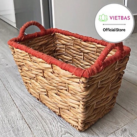 Giỏ lục bình quai cầm đỏ VIETBAS hình thang có quai MAU77