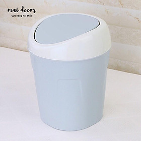Mua Thùng rác mini nắp bật để bàn tiện lợi  kèm sticker dán dễ thương