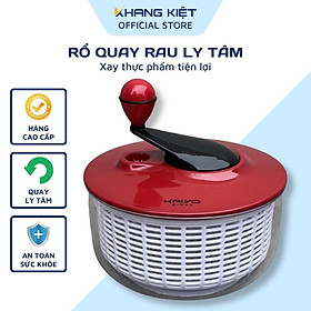 Rổ quay rau li tâm Kaiyo, dung tích 5.5 lít được làm từ nhựa cao cấp, tô bên ngoài bằng thuỷ tinh trong suốt, chịu nhiệt cao, lực xoay nhẹ, tốc độ xoay mạnh giúp quay li tâm làm kiệt nước thực phẩm và làm sạch hoa quả nhỏ, khó rửa như táo, nho