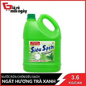 Nước Rửa Chén Siêu Sạch Ngát Hương Trà Xanh 3.6Kg Can