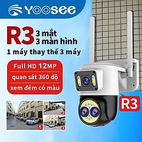 Camera IP WiFi Yoosee R3 Có 3 Mắt Ngoài Trời Xem 3 Màn Hình Cùng Lúc