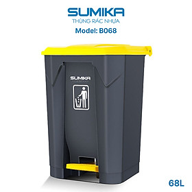 Mua Thùng rác nhựa gia đình SUMIKA B068  dung tích 68L  thùng màu xám  nắp vàng