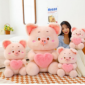 Thú nhồi bông heo rút tim đáng yêu - Size từ 30cm đến 50cm - Quà tặng gấu bông heo ôm tim có thể kéo ra được