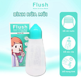 Bình Rửa Mũi Cho Trẻ Flush Chính Hãng Gồm 1 Bình Và 14 Gói Muối Tinh Khiết Dung Tích 250ml