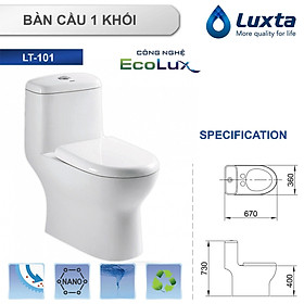 Bồn Cầu Chính Hãng LUXTA LT101 Công Nghệ Tiết Kiệm Nước ECO LUX