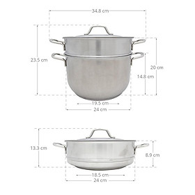 Mua Nồi hấp inox 2 tầng FIRE STAR 3 đáy nắp kính dùng bếp từ - Bộ nồi xửng hấp