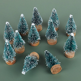 12 Bàn chải Chai cây Giáng sinh, cây Giáng sinh nhỏ, trang trí thủ công, các dự án nghệ thuật của cây mini, cây thông Noel thu nhỏ làm bóng tuyết, bánh Giáng sinh và quà tặng xanh/trắng