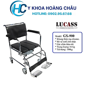 Ghế Bô Vệ Sinh Có Bánh Xe, Đệm Simili, Có Gác Chân, Bô Vuông Lucass GX-900