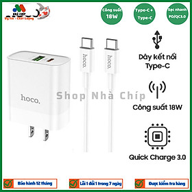 Bộ Củ Sạc Hoco C80 + Cáp Sạc Type C - Hỗ trợ sạc nhanh QC3.0 - Hàng Chính Hãng