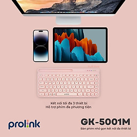 Mua Bàn phím không dây Bluetooth + Wireless PROLiNK GK5001M  nhỏ gọn  kết nối đa thiết bị Windows/Android/MacOS/iOS - Hàng chính hãng
