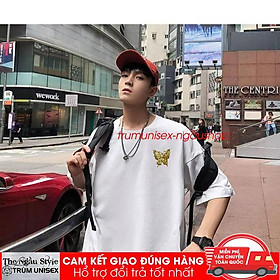 Áo thun unisex form rộng tay lửng nam nữ hàn quốc in Phản Quang 7 màu Bướm 3D vàng Gold aothununisex aophongnam