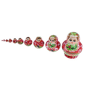 10Pcs Cute Hand Painted Wooden Nesting Dolls Matryoshka Russian Doll Gifts Saving Pot Ornament