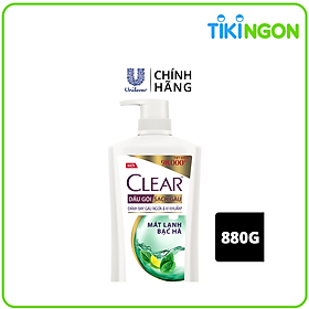 Dầu gội 880g Clear Sạch Gàu Mát Lạnh Bạc Hà 3X Sức Mạnh Đánh Bay Gàu, Ngứa, Vi Khuẩn