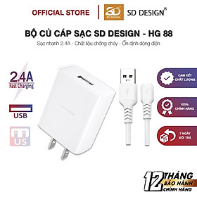 Mua Bộ Cáp Sạc 2.4A HG88 SD Design hỗ trợ sạc nhanh an toàn cho các dòng điện thoại bảo hành 1 dổi 1