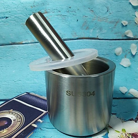 Bộ CỐI CHÀY INOX SUS 304 h`VUÔNG có NẮP. Dụng cụ nhà bếp Chày giã nghiền thực phẩm tỏi tiêu ĐA NĂNG