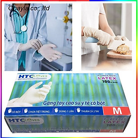 Mua Găng tay y tế HTC cao su Latex  có bột 100 cái/hộp.