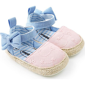 WEIXINBUY Newborn Baby Princess Shoes Girls Mary Jane First Walker Cowboy Blue Bow Bebe Ballet Dress Walking Shoe Soft Soled