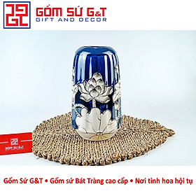 Mua Lọ hoa men hỏa biến lá dứa miệng thấp vẽ sen Gốm Sứ G&T