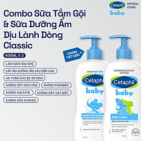 Combo Sữa tắm gội dịu lành Cetaphil Baby Gentle Wash & Shampoo 400ml + Sữa dưỡng thể dịu lành Cetaphil Baby Lotion 400ml