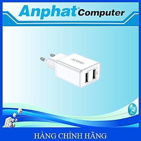 Củ sạc 2 cổng USB sạc nhanh 2.4A ACOME AC03 (White) - Hàng Chính Hãng