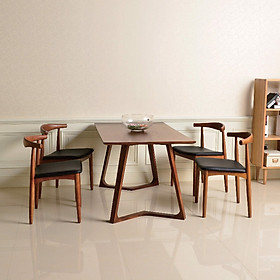 Bộ bàn ăn 4 ghế BN08 Juno Sofa màu nâu hiện đại