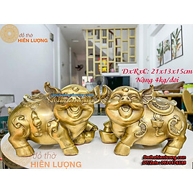 Mua Đôi Tượng Heo Lưng Chữ Phúc - Heo Đắc Phúc Bằng Đồng Kích Thước 21x13x15cm  Nặng 4kg/đôi - Đồ Thờ Hiên Lượng