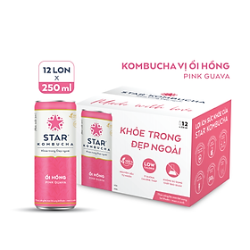 Thùng 12 lon thức uống lên men STAR KOMBUCHA Ổi Hồng Pink Guava 250ml lon