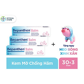 Combo 3 Kem Chống Hăm Dưỡng Ẩm Bepanthen 30G - Tặng Kèm Heo Bông Xinh Xắn (Màu Ngẫu Nhiên)