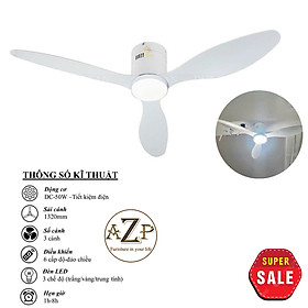 Mua Siêu Sales QUẠT TRẦN AZP – 3 CÁNH NHỰA   CÔNG XUẤT 50W  CÓ REMOTE- Hàng Nhập Khẩu