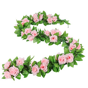 2 Dây hoa hồng giả 9 đầu bông Màu hồng HOA03