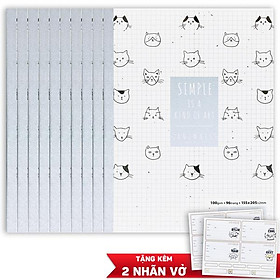Bộ 10 Tập Animal A5 - 4 Ô Ly - 96 Trang 100gsm + Kèm 2 Túi Nhãn Vở Ngẫu Nhiên - Futurebook DK-021 - Mẫu 2 - Màu Trắng