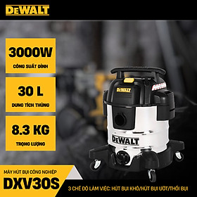 Mua Máy hút bụi công nghiệp DeWalt DXV30S tích hợp 3 chức năng hút khô  ướt và thổi 30L công suất 3000W vỏ inox- Hàng chính hãng