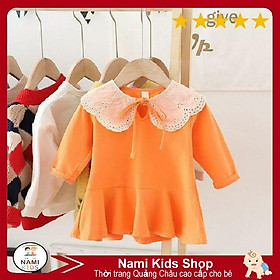 Áo váy cổ ren đáng yêu cho bé chất cotton quảng châu