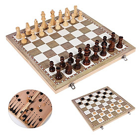 Wood Chess Set Portable Game Of Chess Checkers Backgammon Folding Chess Game