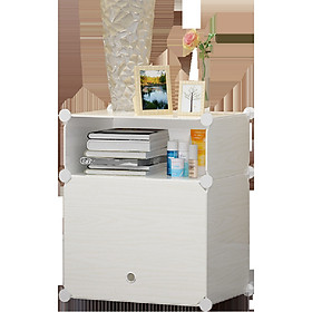 Mua Tủ đầu giường lắp ghép 2 ô(1 ô nhỏ  1 ô lớn) đa năng màu trắng vân gỗ  sâu 37