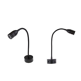 2pieces 2W LED Flexible Gooseneck Reading Chart/map Light with Switch Black