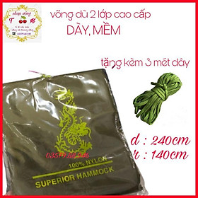 Mua (rẻ hơn hoàn tiền) Võng dù con rồng 2 lớp mềm loại tốt 2m4 x 1m4. Võng dù lính cao cấp