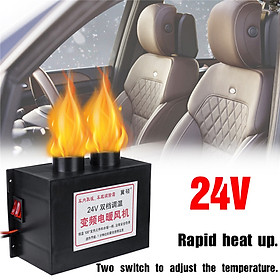 (For DC24V-Double Air Vent Outlet)700W Adjustable Turbo Silent Fan Heater Warmer Window Windscreen Defroster Demister For Car Truck Van Tricycle Tower Crane Forklift Auto Vehicle