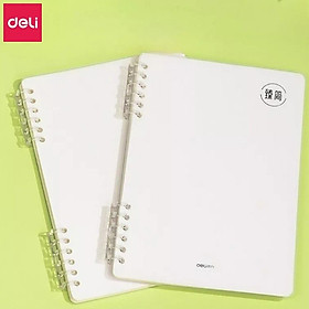 [Có Thể Thay Giấy] Tập Vở Học Sinh Sổ Còng Dạng Khuyết Binder A5 B5 Kẻ Ngang Deli - 100 Trang Giấy Chống Lóa - Bìa Màu Nâu Vintage, Bìa Trắng, Bìa Xanh Lá - Sổ Tay Ghi Chép Học Tập, Văn Phòng