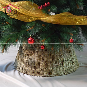 Lubihandicraft - Phụ kiện Hàng rào/ Đế trang trí cây thông Noel hình tròn đan cói - mộc mạc, tinh tế