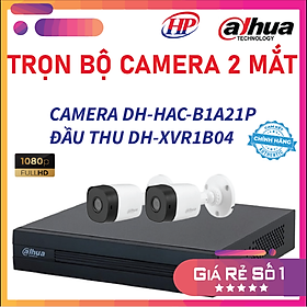 Mua Trọn bộ 2 camera DH-HAC-B1A21P Đầu thu 4 cổng XVR1B04 đầy đủ phụ kiện  Hàng chính hãng
