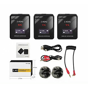 Mua Micro cài áo Wireless SK750 -loại 2 mic- Mic thu âm không dây cài áo - 2 micro dễ dàng làm phỏng vấn  phóng sự  youtuber  tiktoker