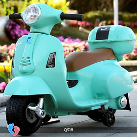 [SIÊU RẺ] Xe máy vespa cho bé Xe máy điện trẻ em sử dụng chân ga - xanh