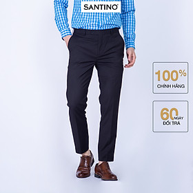 Hình ảnh Quần âu nam dài trơn SANTINO, chất liệu Sợi tre dáng ôm slim fit công sở lịch lãm màu đen Q070