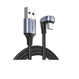 Hình ảnh Cáp USB type C 1M bẻ chữ U màu đen sạc nhanh đầu bọc nhôm chống nhiễu Ugreen 70313 US311 Hàng Chính Hãng
