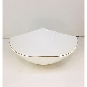 Mua Bát tô vuông trơn sứ xương cao cấp viền vàng phong cách hiện đại 15.6x15.6cm WHITE 5537B