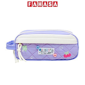 Bóp Viết Vải Chần Bông Thêu Họa Tiết Cherry - Yescholar 9400 - Màu Tím