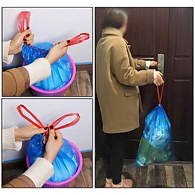 Mua Combo 15 túi đựng rác sinh học tự phân hủy có quai xách dây rút tiện ích (1 cuộn)